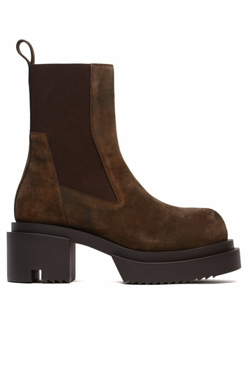 RICK OWENS Concordians Runway Beatle Bogun Boots Indigo Brown