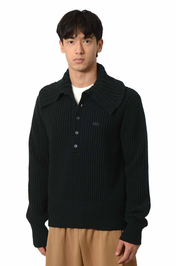LACOSTE Shawl Wool Sweater Dark Green . Men . 4