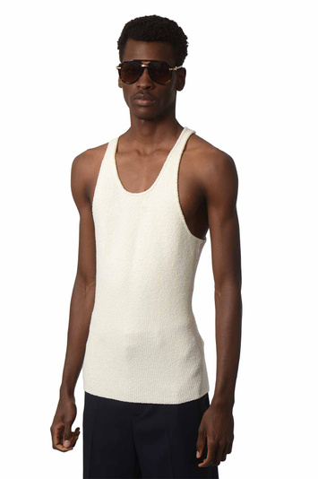 CASABLANCA Boucle Ribbed Vest Top White