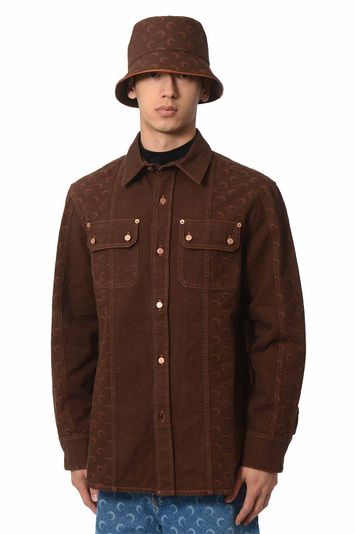 MARINE SERRE Moon Jacquard Twill Overshirt Deep Brown