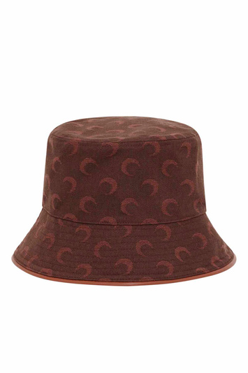 MARINE SERRE Moon Jacquard Twill Bucket Hat Brown