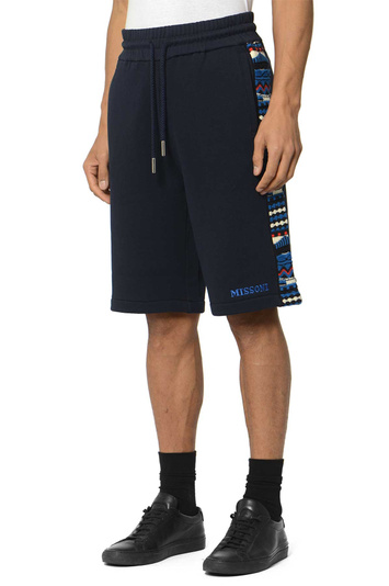 MISSONI Gestrickte Shorts mit Seitenstreifen Navy