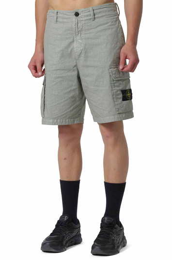 STONE ISLAND L100001 Organic-look Nylon Panama-TC Shorts Sage . Men . 33