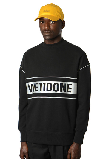 WE11DONE Reflective Logo Black Sweatshirt . Men . M
