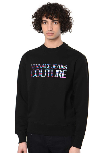 VERSACE JEANS COUTURE Reflektierende Logo Licht Schwarz Pullover
