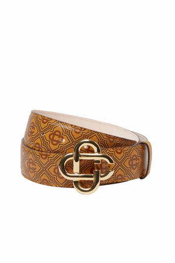 CASABLANCA CC Logo Buckle Monogram Belt Brown