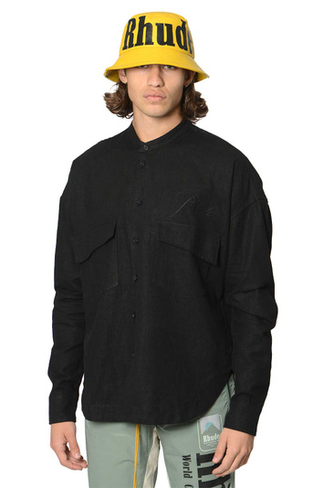 RHUDE Satsuma Linen Shirt Black . Men . S