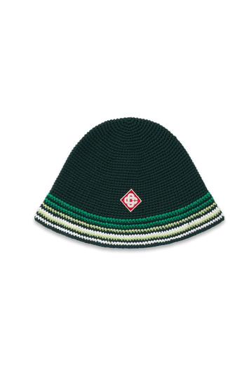 CASABLANCA Green Striped Crochet Hat . Men . M/L