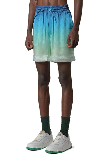 CASABLANCA Circuit Monogram Silk Shorts Gradient Blue . Men . L