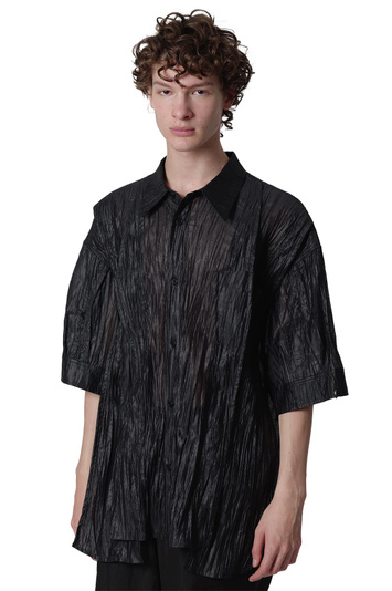 SONGZIO Polyptych Crease Shot Sleeve Shirt Black