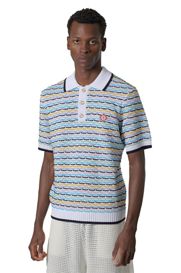 CASABLANCA Tuck Stitch Short-Sleeve Polo Shirt . Men . M