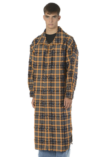 OFF-DUTY Urdu Checkered Long Jacket Orange/Black . Men . S