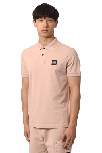 STONE ISLAND 22002SC Organic Cotton Elastane Piqué Polo-Shirt Antique Rose