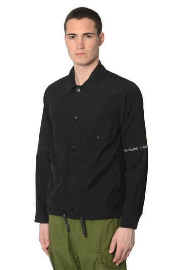 STONE ISLAND Stretch Baumwolle Tela Paracadute Hemd Schwarz