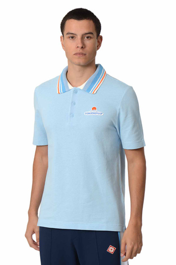 CASABLANCA Pique Polo Shirt Blue . Men . M