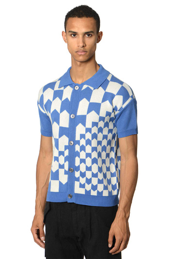 RHUDE Rhacing Checkered Knit Polo-Shirt . Men . L