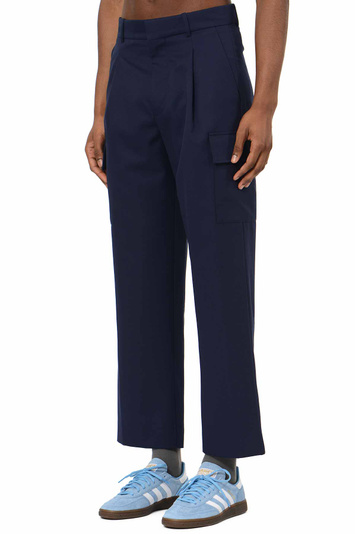 DRÔLE DE MONSIEUR Le Pantalon Cargo Laine Trousers Navy Blue . Men . S