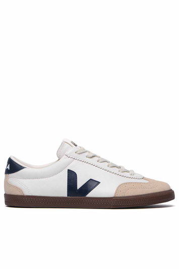 VEJA VOLLEY - Baskets en cuir blanc/marine/marron