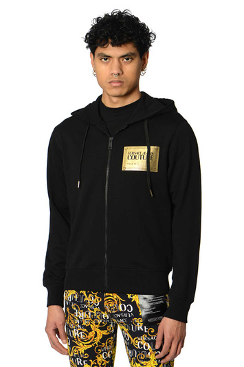 VERSACE JEANS COUTURE Logo No Plaque Zip Hoodie Black . Men . XS