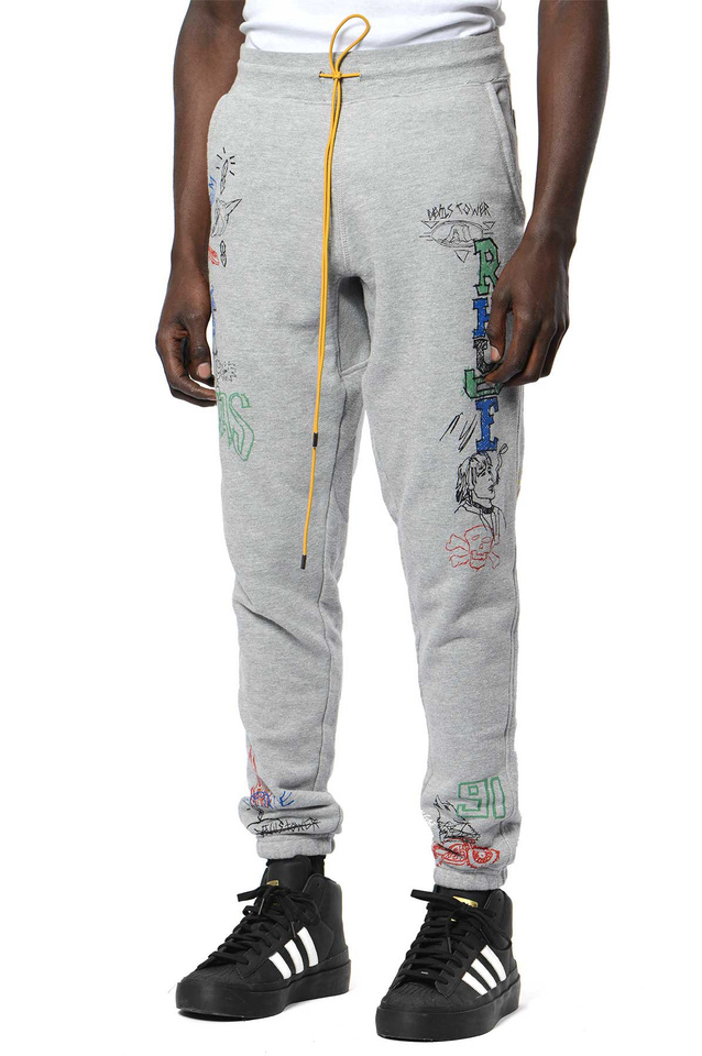 RHUDE Doodle Grey Joggers - Wrong Weather