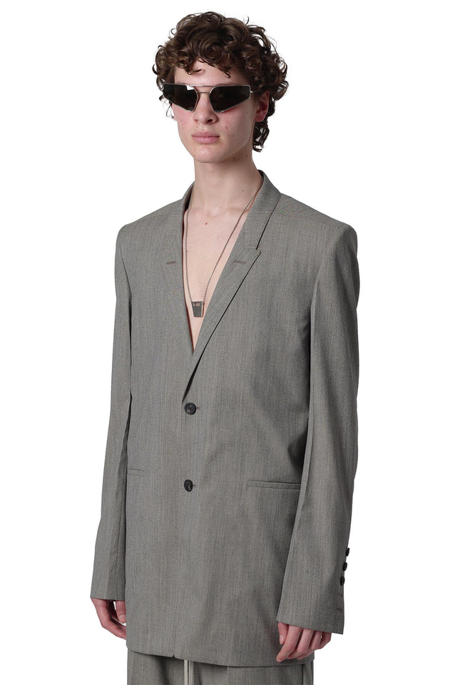 RICK OWENS Temple Concordian Soft Blazer Jacket Grey - Wrong Weather