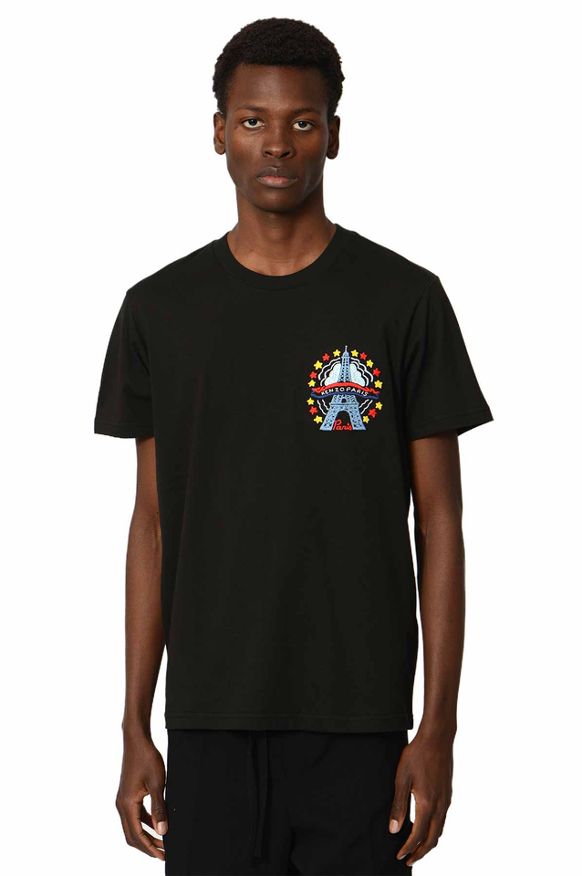 KENZO Drawn Varsity Embroidered Slim T-shirt Black - Wrong Weather
