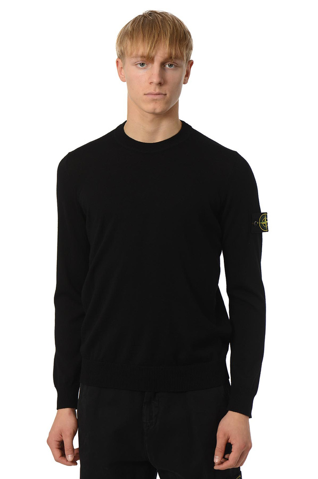 STONE ISLAND 5100071 Pure Wool Jumper Black - Wrong Weather