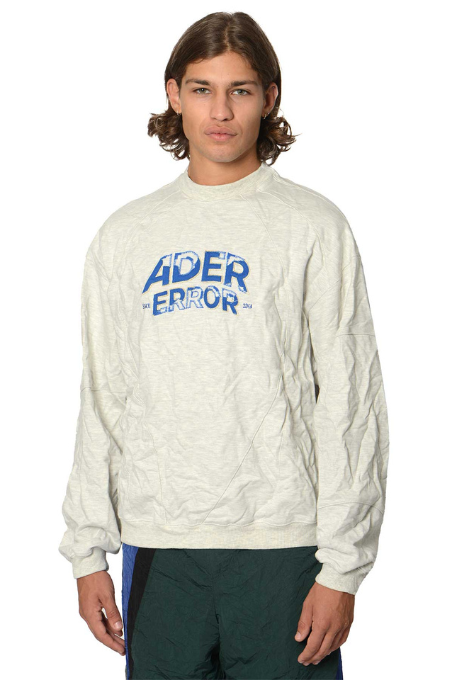 ADER ERROR ディストレスド・ロゴ・シワ加工スウェットシャツ グレー