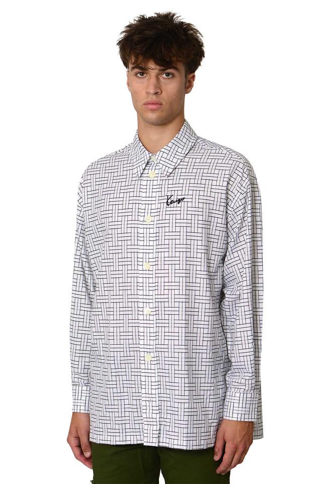 kenzo dress shirt Kenzo ' Archive Pink' Hawaiian Short Sleeve Shirt , Man, Ecru, Size M, Cotton