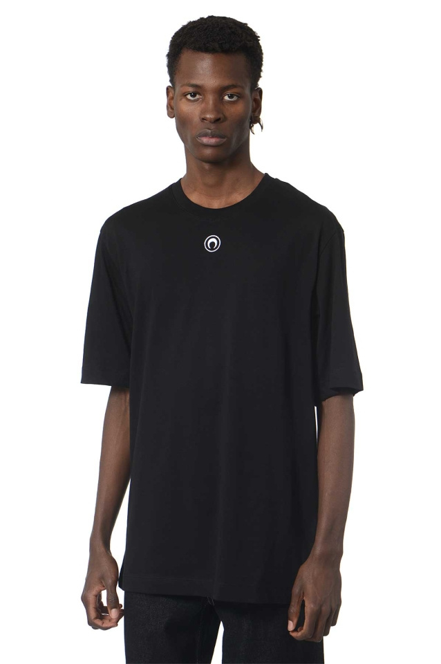 MARINE SERRE Organic Cotton Plain T-shirt Black - Wrong Weather