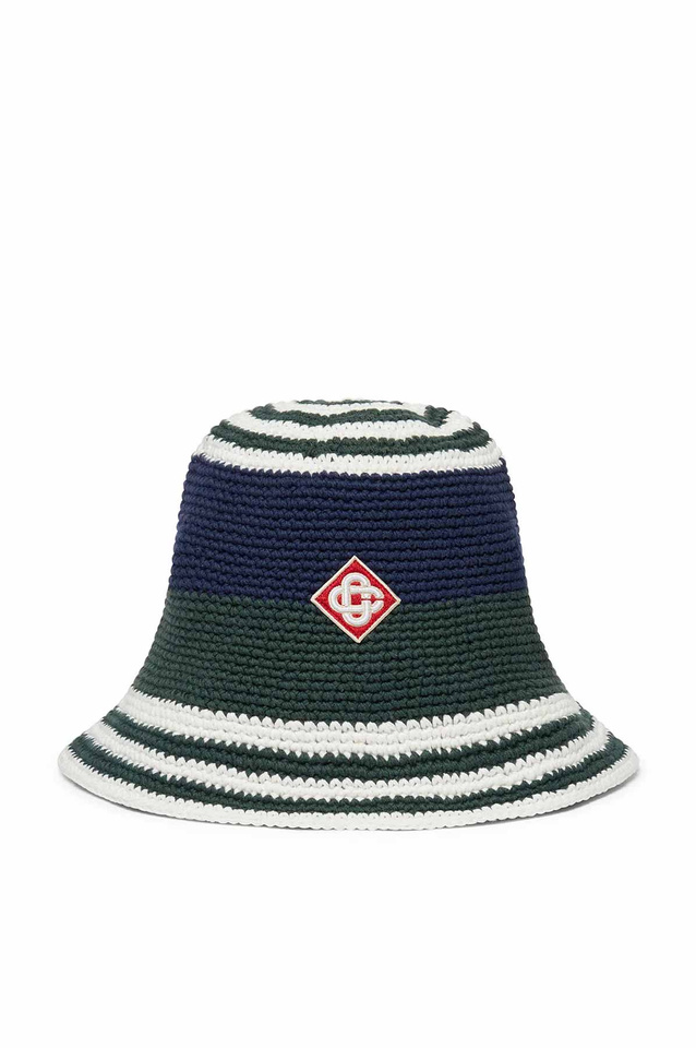 CASABLANCA Cotton Crochet Hat Green/Blue/White - Wrong Weather