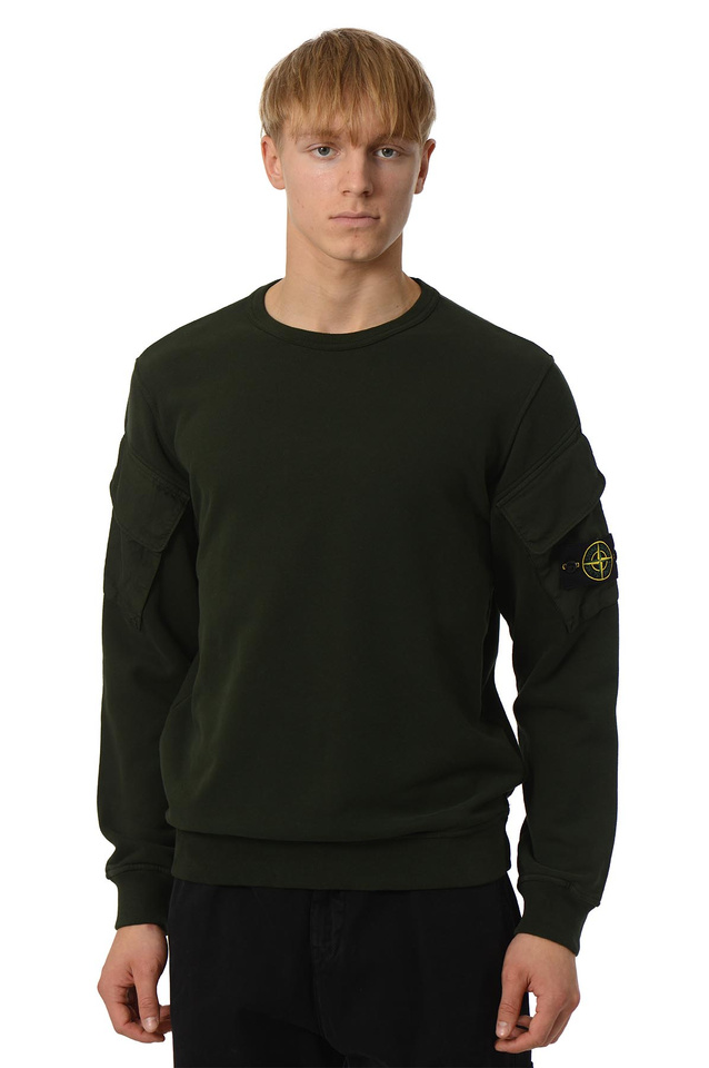 STONE ISLAND 6100008 Pocket Fleece Sweatshirt Juniper Green