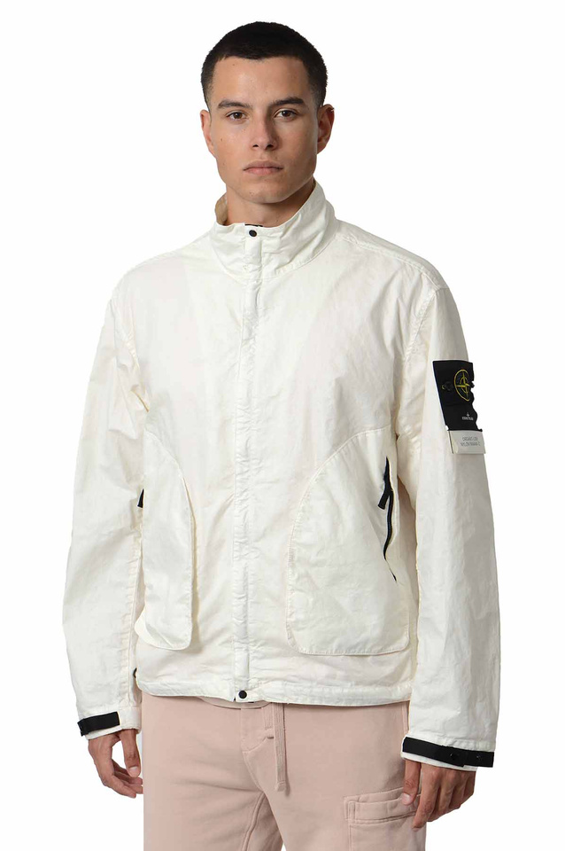 Stone  ホワイトジャケット　サイズM STONE ISLAND 4100067 Organic Look Nylon Panama-TC Jacket Ivory