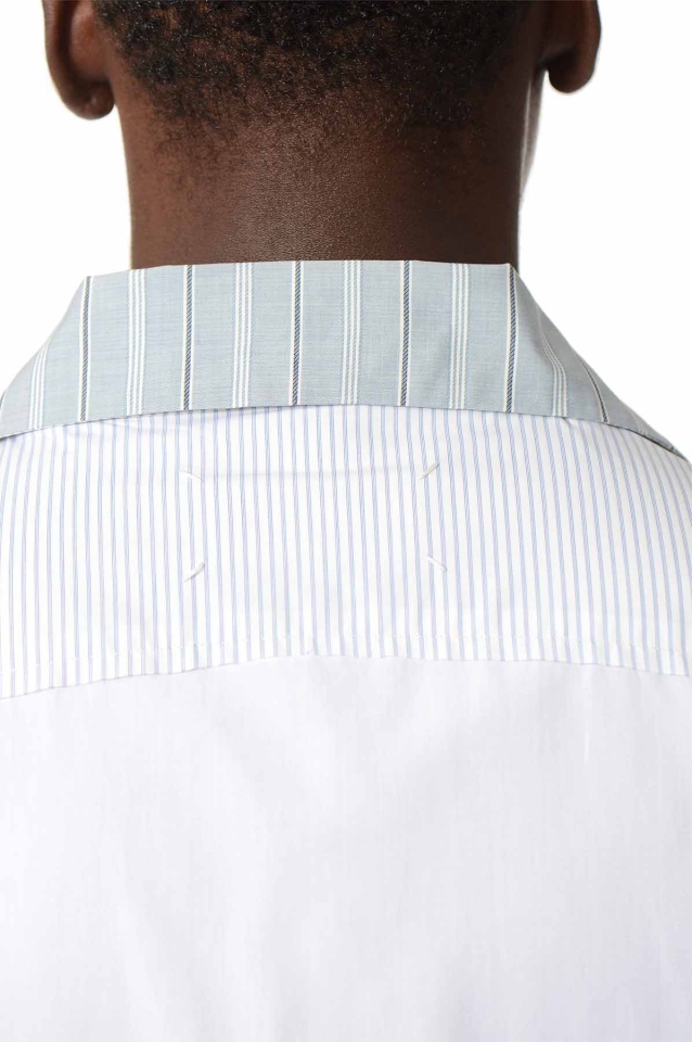 Maison Margiela Patchwork Pinstriped Shirt White/Blue