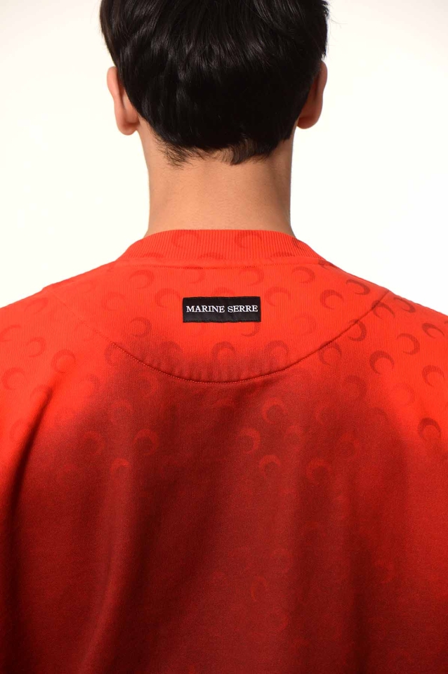 MARINE SERRE Moon Logo Fleece Oversized Sweatshirt Faded Red