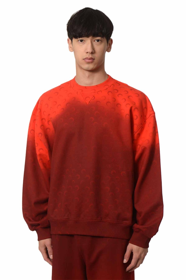 【激安アウトレット!】 MARINE Red Faded Sweatshirt Oversized Fleece Logo Moon SERRE ジャケット・アウター