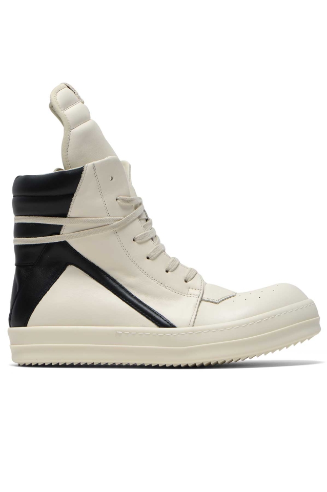 RICK OWENS Geobasket Sneakers Milk/Black - Wrong Weather