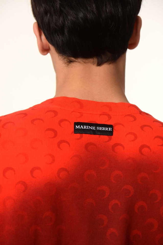 MARINE SERRE ムーンロゴ長袖Tシャツ フェードレッド - Wrong