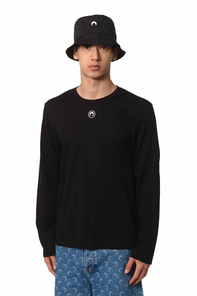 MARINE SERRE ムーンロゴジャージー長袖Tシャツ ブラック