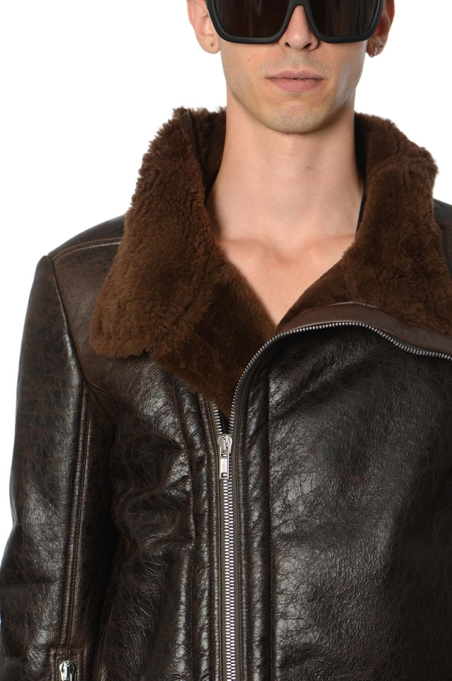 RICK OWENS Lamb Shearling Bauhaus Jacket Brown - Wrong Weather