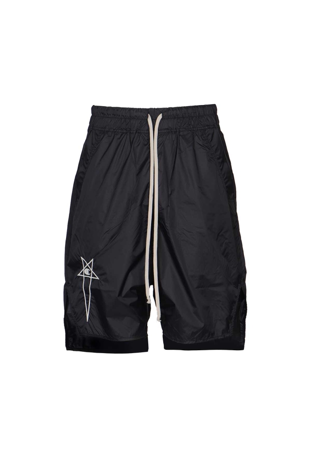 RICK OWENS X CHAMPION Recycled Nylon Beveled Pods Shorts Black