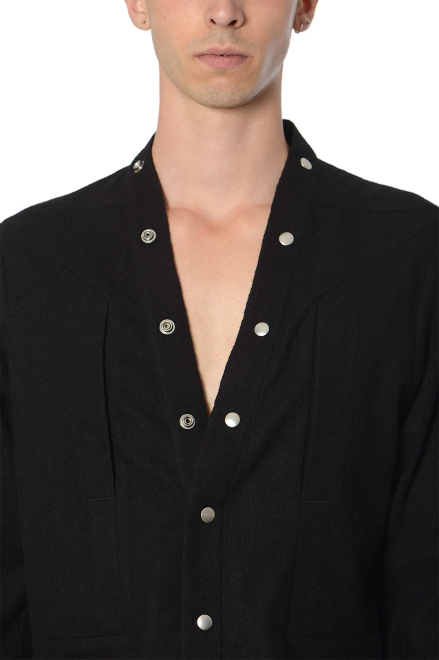 RICK OWENS Fogpocket Larry Wool Shirt Black - Wrong Weather