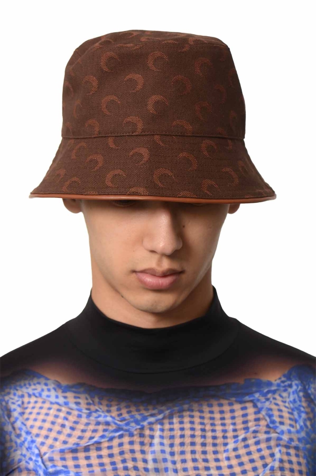 MARINE SERRE Moon Jacquard Twill Bucket Hat Brown - Wrong MARINE SERRE Moon Jacquard Twill Bucket Hat Brown - Wrong