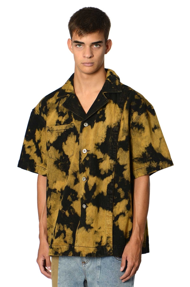 FENG CHEN WANG Tie-Dye SS Denim Shirt Black/Orange - Wrong Weather