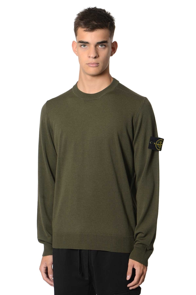 STONE ISLAND 510C4 Wool Sweater Military Green - Wrong Weather