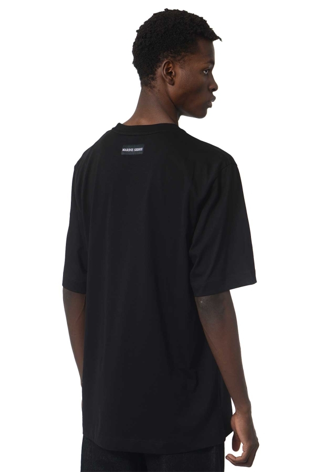 MARINE SERRE オーガニックコットン無地Tシャツ ブラック