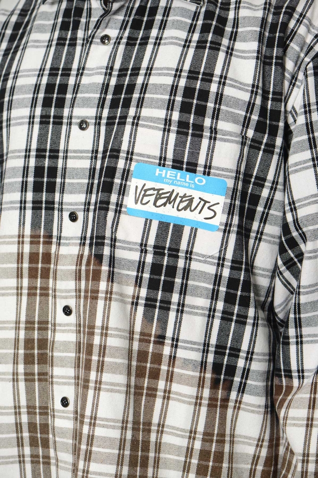 VETEMENTS Bleached My Name Is Vetements Flannel Shirt - Wrong Weather
