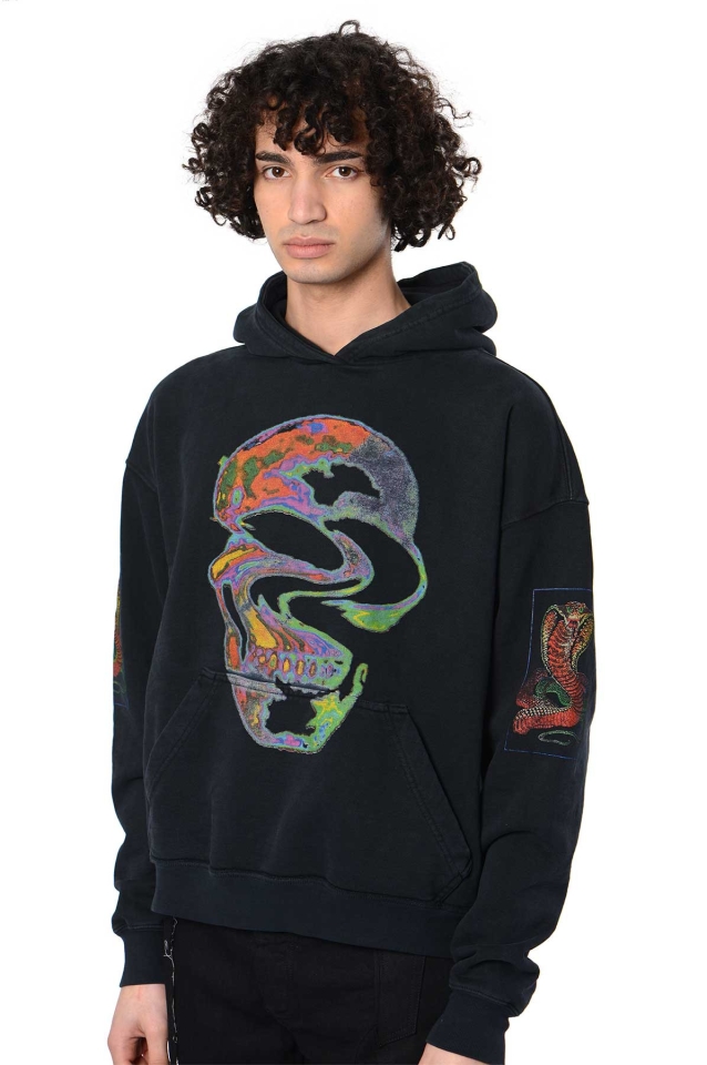 RHUDE Psychedelic Skull Black Hoodie - Wrong Weather