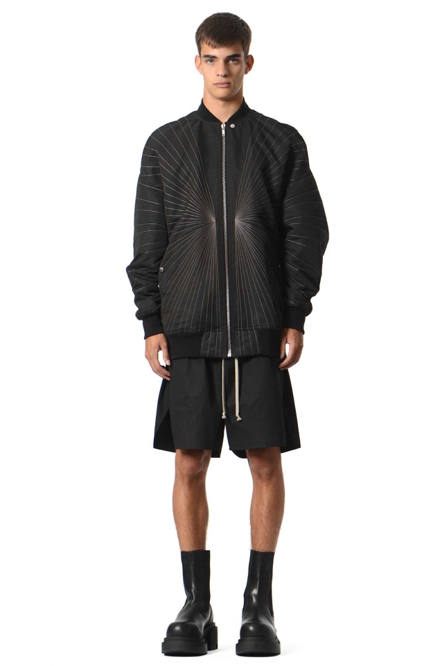 RICK OWENS Embroidered Woven Padded Bomber Black - Wrong Weather