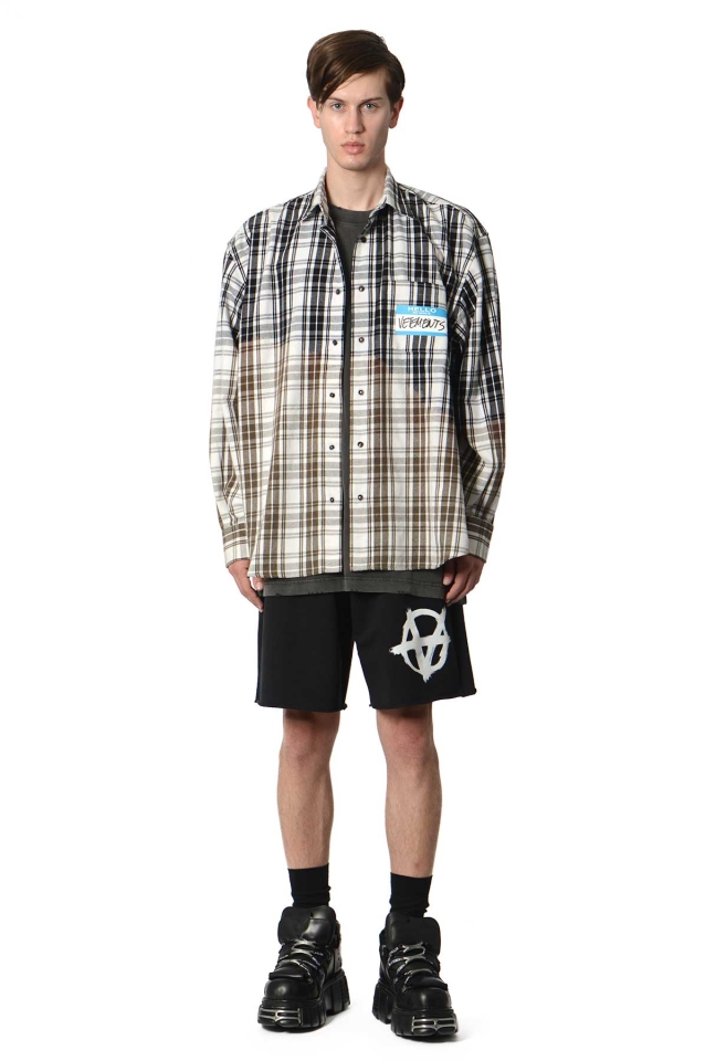 VETEMENTS Bleached My Name Is Vetements Flannel Shirt - Wrong Weather